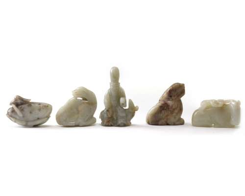 A group of five Chinese jade carvings