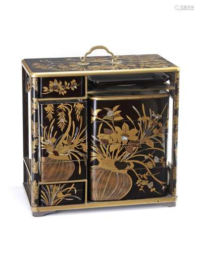 Exceptional and important black lacquered picnic-set (hanami bento)