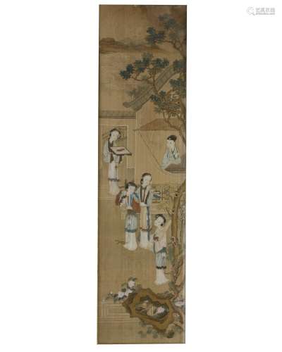 A Chinese painting of ladies and a scholar