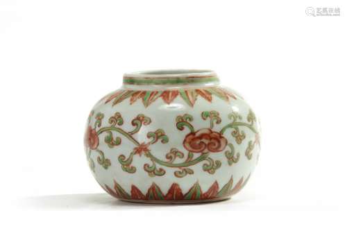 A Chinese iron-red and enamelled 'lingzhi' waterpot