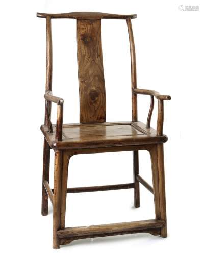 A Chinese softwood yoke back chair