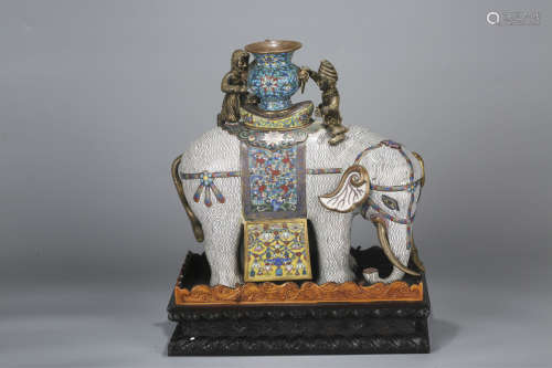 A Chinese Cloisonne Elephant Decoration