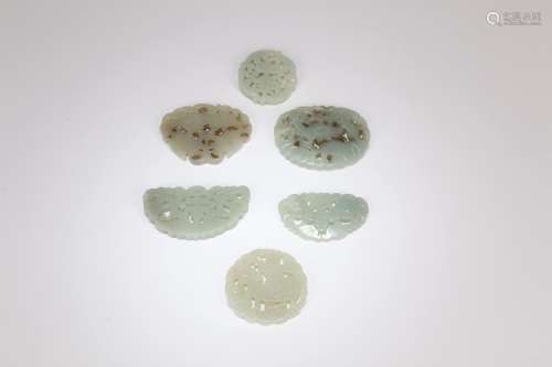 Group of Six Chinese Carved Jade Pendant