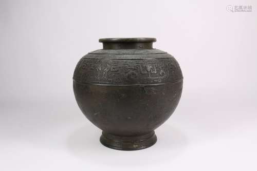 A Chinese Carved Bronze Vase