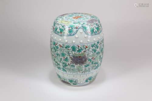 A Chinese Famille-Rose Porcelain Stool