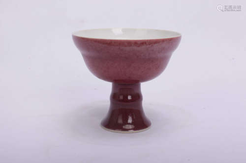 A Chinese Red Glazed Porcelain Stem Cup