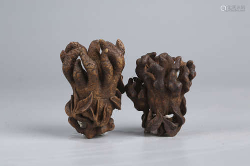 Set of Two Chinese Wood Decoration