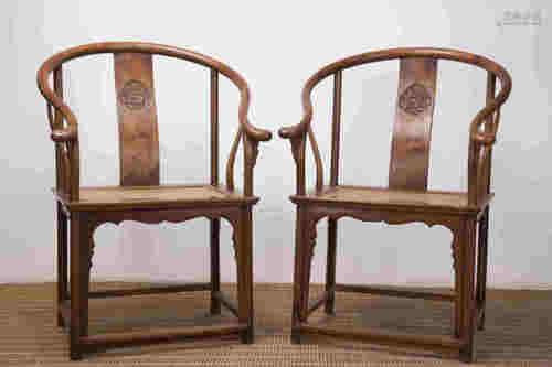 Pair of Chinese Huanghuali Chairs