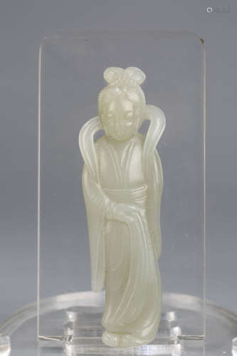 A Chinese Carved Jade Guanyin