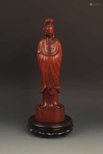 A FINE BOXWOOD GUAN YIN FIGURE