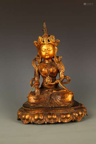 A FINELY CARVED LARGE BRONZE BUDDHA FIGURE