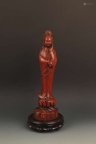 A FINE BOXWOOD GUAN YIN FIGURE