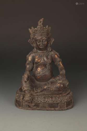 A FINE GOD OF WEALTH CAST IRON BUDDHA