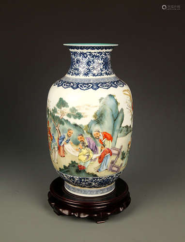 A COLORFUL STORY PAINTED PORCELAIN JAR