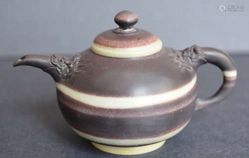 A Soapstone Belted  Tea Pot