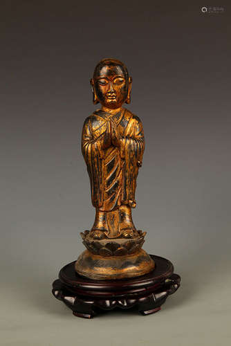 A TALL YOUNG BUDDHA BRONZE FIGURE