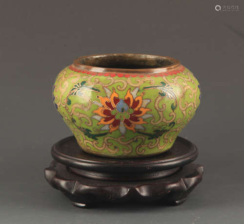 A SMALL BRONZE CLOISONNE ENAMEL CENSER