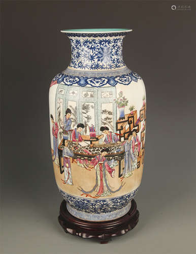 FAMILLE ROSE STORY PAINTED PORCELAIN JAR