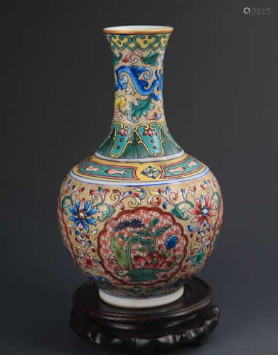 FAIENCE COLOR LOTUS PATTERN DECORATION VASE