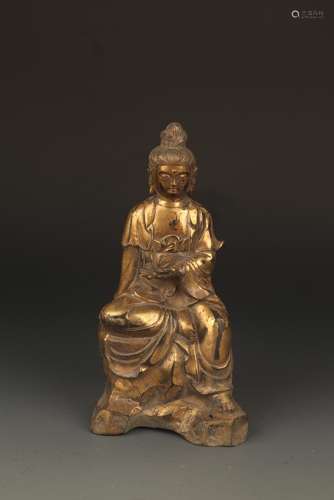 A FINELY CARVED BRONZE SEATED 