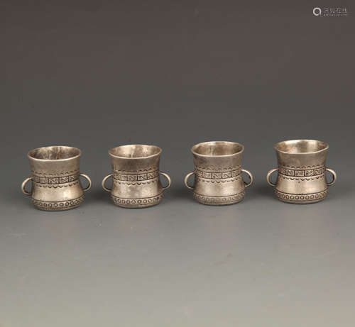 GROUP OF 4 SILVER PLATED WINE CUP