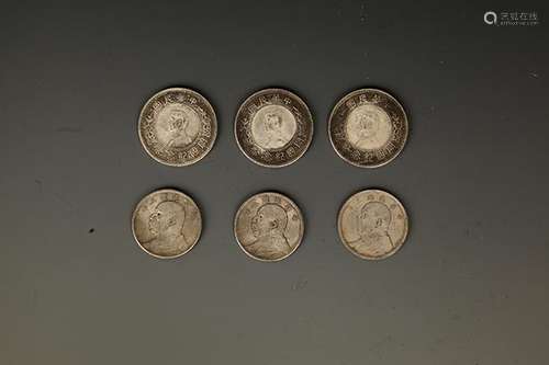 GROUP OF SIX CHINESE COIN