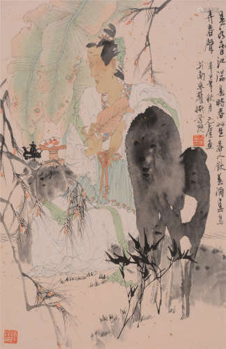 吴元奎（b.1947）  蕉荫图 设色纸本  镜片　2001年作