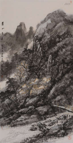 韩敬伟（b. 1957）　清山古寺 设色纸本  软片　2009年作