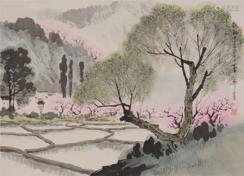 郑　震（1922—2013）  桃红又是一年春 设色纸本  软片