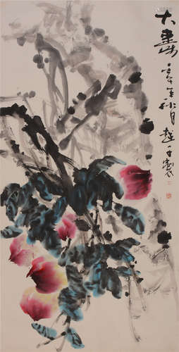 陆越子（b. 1954）　大寿图 设色纸本  镜片　2002年作