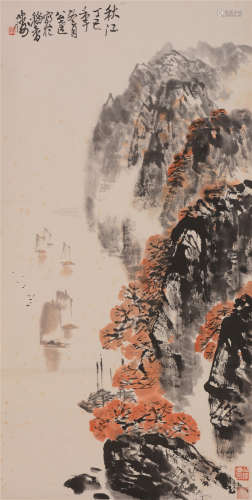 郭公达（b.1931）  秋江设色纸本   立轴  1977年作