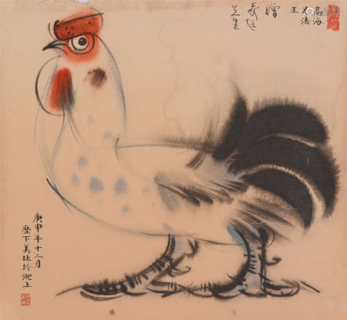 韩美林（b. 1936）  大吉图设色纸本  卡纸  1980年作