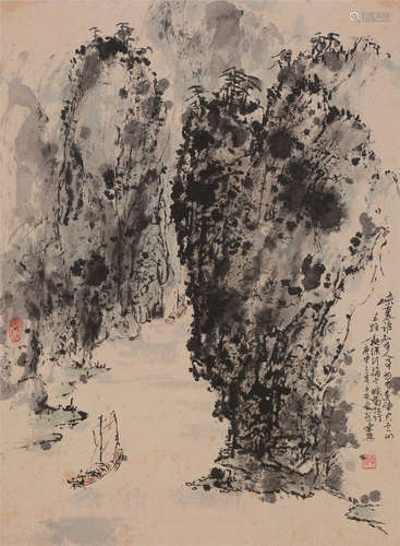 卓  然（b.1924）  皖南纪行设色纸本  立轴　1980年作