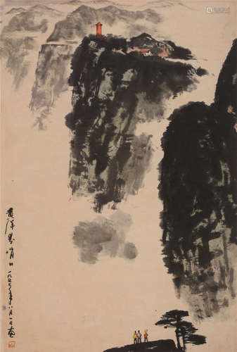 李山（b.1926）  黄洋界哨口设色纸本  镜片　1977年作