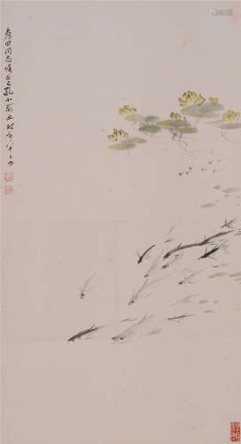 孔小瑜（1899－1984）  荷塘清趣设色纸本  立轴