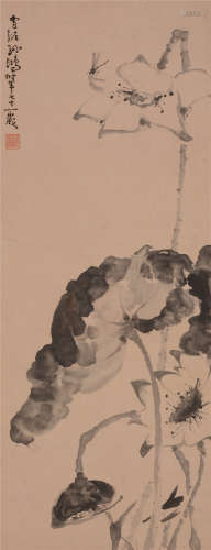 孙雪泥（1888－1965）  墨荷图纸本  立轴
