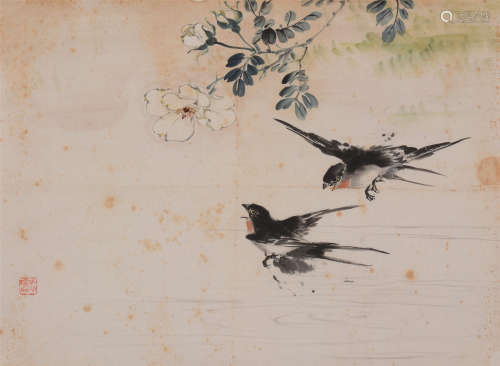 孔小瑜（1899－1984）  喜燕图设色纸本  软片　