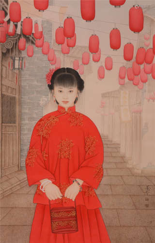 崔景哲（b.1980）  红灯笼 设色纸本  镜片