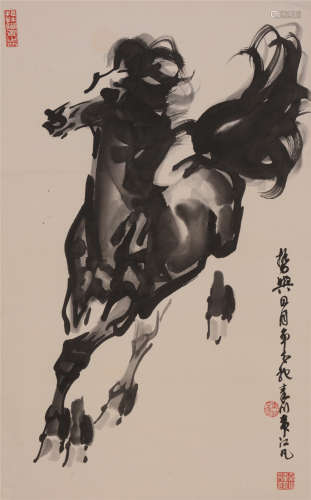 韦江凡（b.1922）  骏马图纸本  立轴