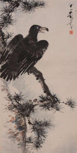 徐子鹤（1916－1999）  松鹰图设色纸本  镜片