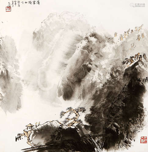 孙克纲 （1923-2007） 薄雾掩山川 设色纸本 镜心 1993年 作