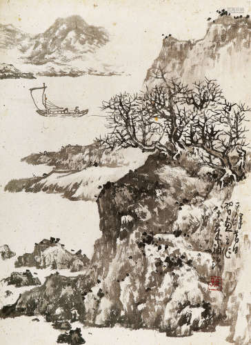孙其峰 （b.1920） 放舟图 设色纸本 托片