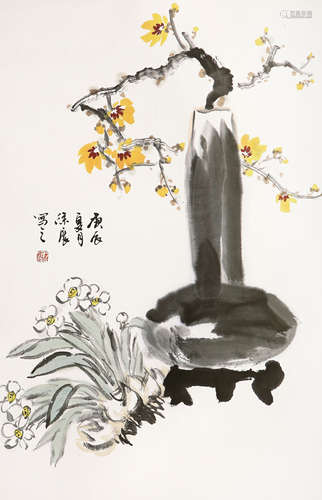 徐展 （b.1971） 花卉 设色纸本 镜心 2000年 作