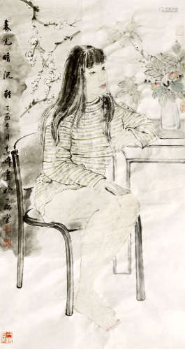 姜志峰 （b.1972） 春光暗流转 设色纸本 镜片 2017年 作