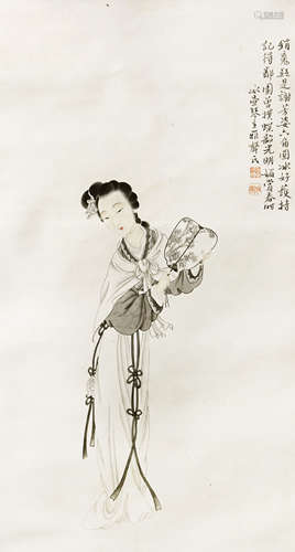 潘振镛 （1852-1921） 仕女像 设色纸本 立轴