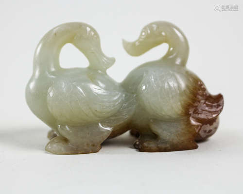 TWO DUCK SHAPED JADE FIGURE