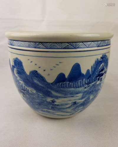 QING DYNASTY, A BLUE AND WHITE JAR