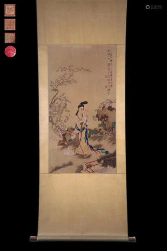 A CHINESE WOMAN PAINTING