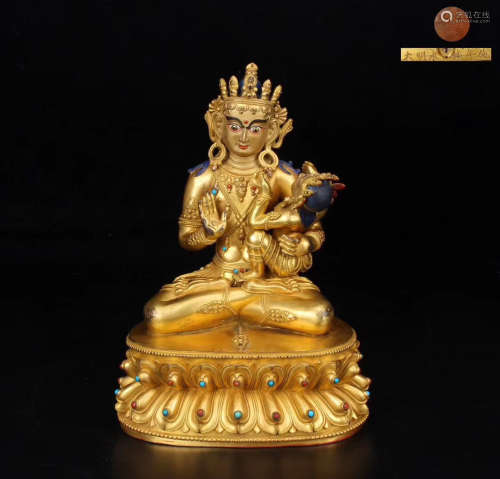 BRONZE GLITED BUDDHA FIGURE