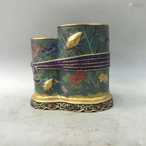 A Bronze Cloisonne Brushpot